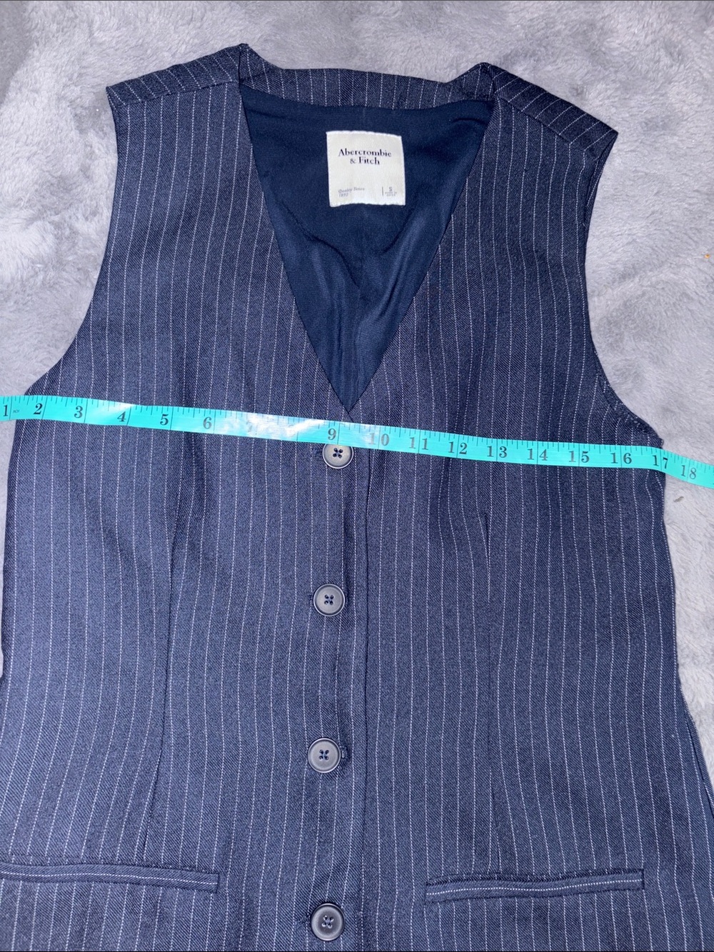 Abercrombie & Fitch Navy Pinstripe Button-Front Mini Dress - Picture 6 of 8